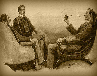 Sherlock fumando en un sillón