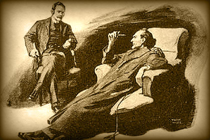 Sherlock Holmes recostado en un sillón